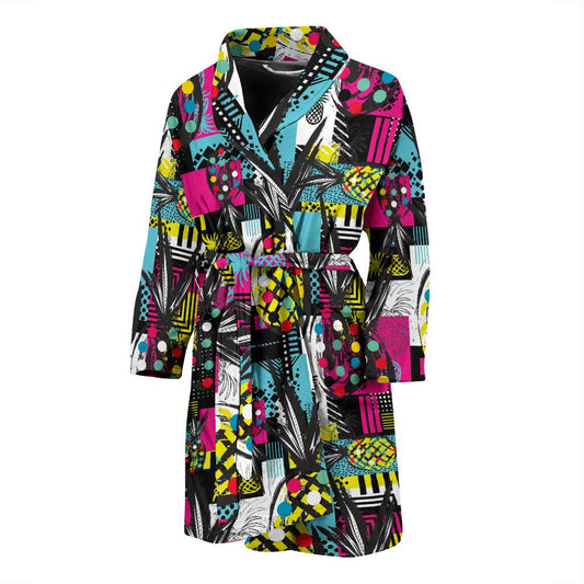 Pop Art Pineapple Pattern Print Design A02 Men Bathrobe-JORJUNE.COM