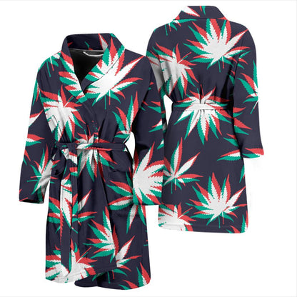 Pot Leaf Pattern Print Design A01 Men Bathrobe-JORJUNE.COM
