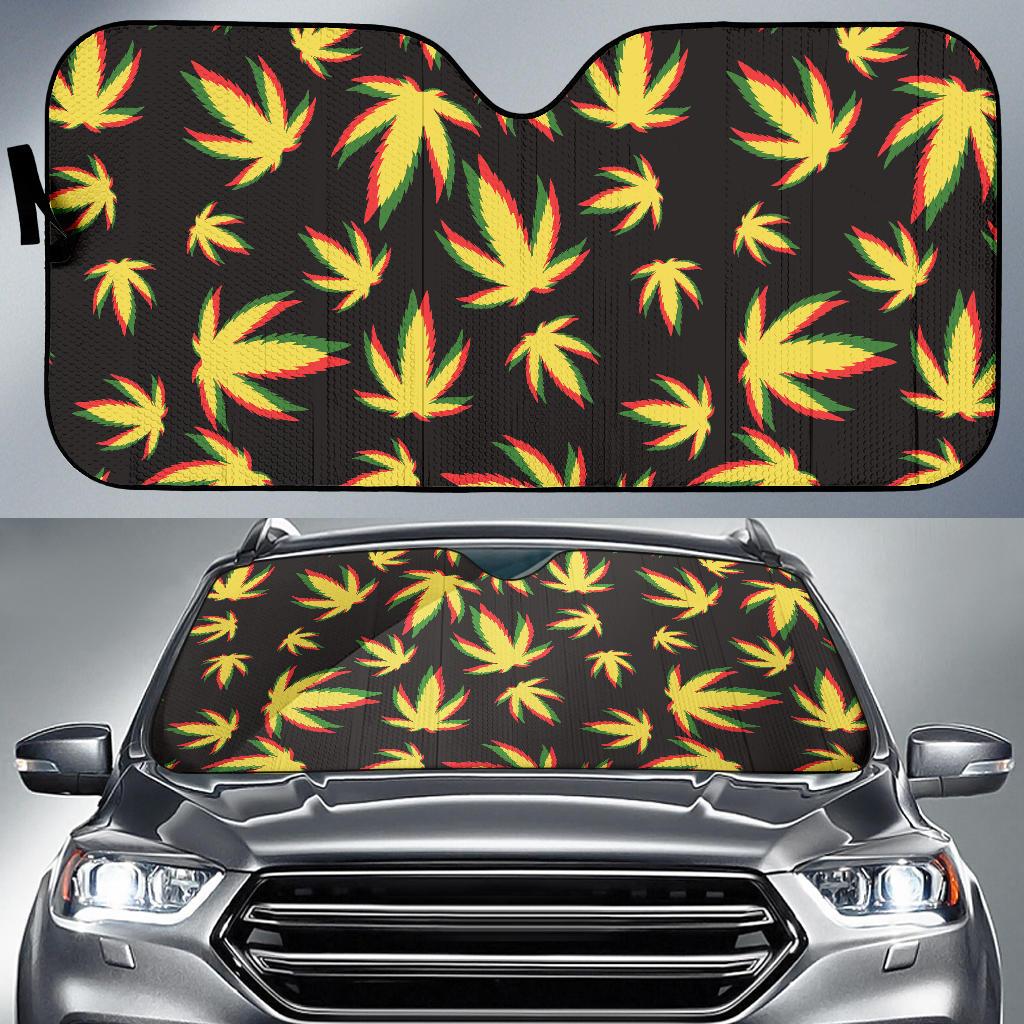 Pot Leaf Pattern Print Design A02 Car Sun Shades-JORJUNE.COM