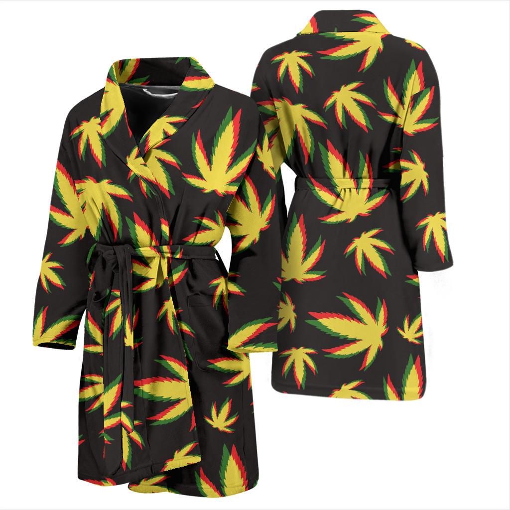 Pot Leaf Pattern Print Design A02 Men Bathrobe-JORJUNE.COM