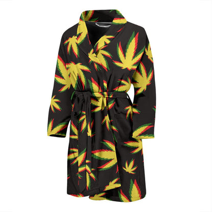 Pot Leaf Pattern Print Design A02 Men Bathrobe-JORJUNE.COM