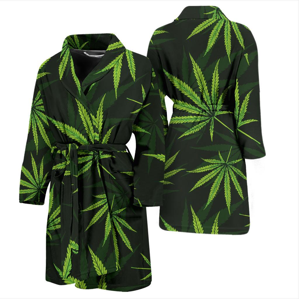Pot Leaf Pattern Print Design A03 Men Bathrobe-JORJUNE.COM