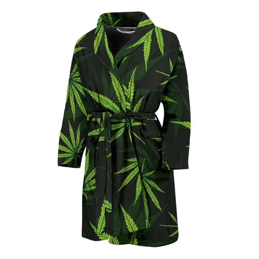 Pot Leaf Pattern Print Design A03 Men Bathrobe-JORJUNE.COM