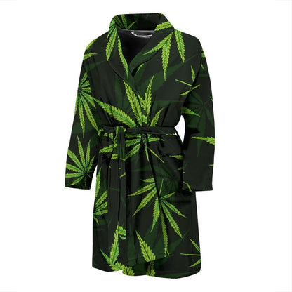 Pot Leaf Pattern Print Design A03 Men Bathrobe-JORJUNE.COM