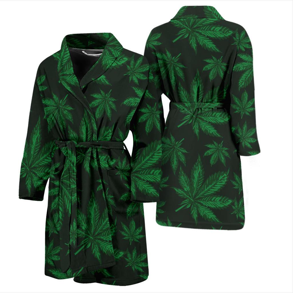 Pot Leaf Pattern Print Design A04 Men Bathrobe-JORJUNE.COM