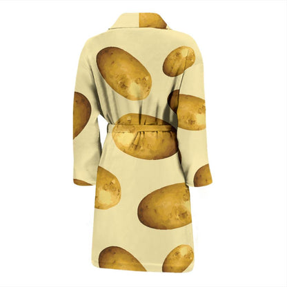 Potato Pattern Print Design A01 Men Bathrobe-JORJUNE.COM