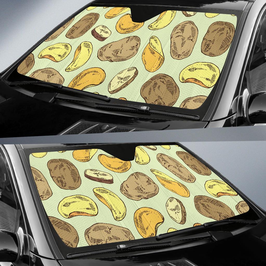 Potato Pattern Print Design A03 Car Sun Shades-JORJUNE.COM