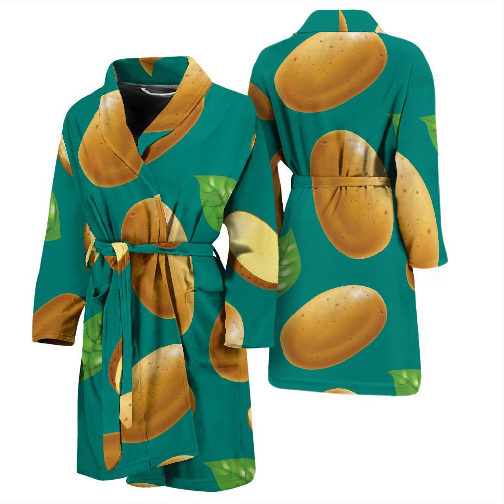 Potato Pattern Print Design A04 Men Bathrobe-JORJUNE.COM