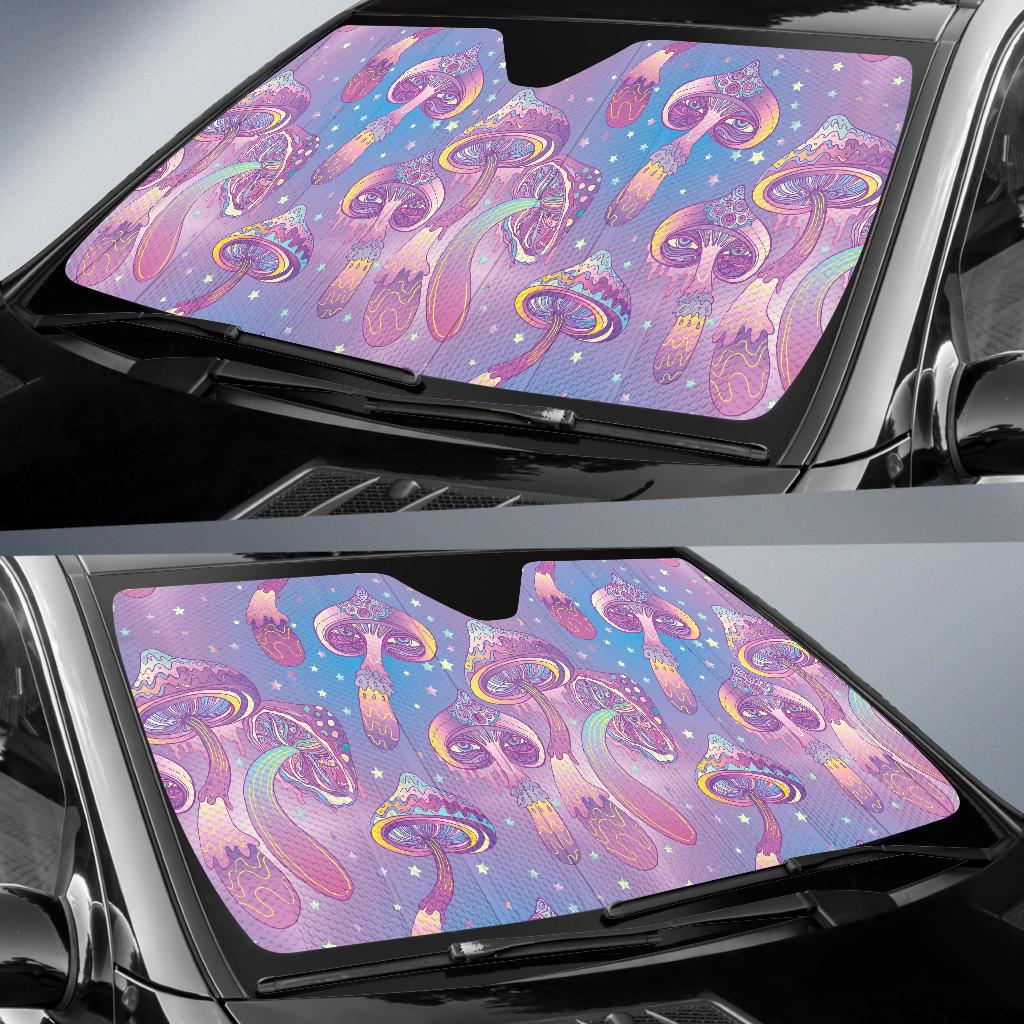 Psychedelic Mushroom Pattern Print Design A01 Car Sun Shades-JORJUNE.COM