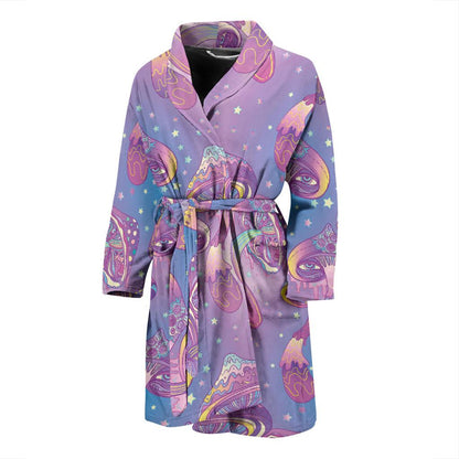 Psychedelic Mushroom Pattern Print Design A01 Men Bathrobe-JORJUNE.COM
