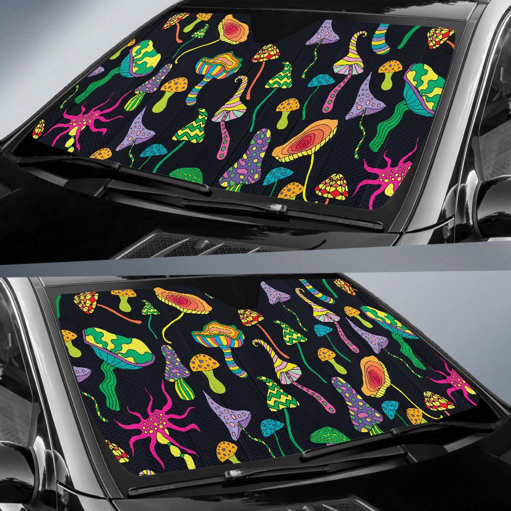 Psychedelic Mushroom Pattern Print Design A02 Car Sun Shades-JORJUNE.COM