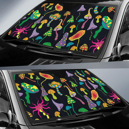 Psychedelic Mushroom Pattern Print Design A02 Car Sun Shades-JORJUNE.COM