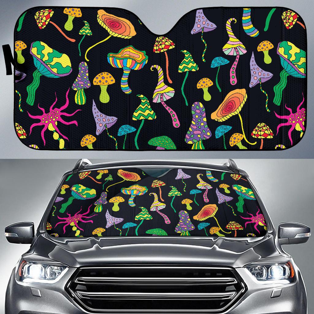 Psychedelic Mushroom Pattern Print Design A02 Car Sun Shades-JORJUNE.COM