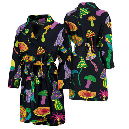 Psychedelic Mushroom Pattern Print Design A02 Men Bathrobe-JORJUNE.COM