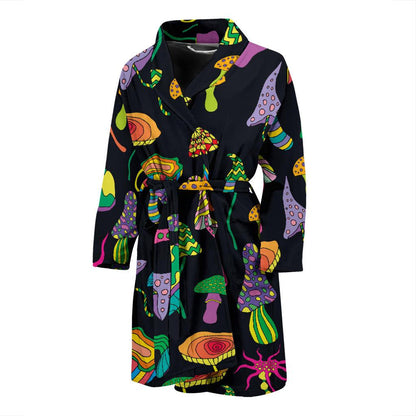 Psychedelic Mushroom Pattern Print Design A02 Men Bathrobe-JORJUNE.COM