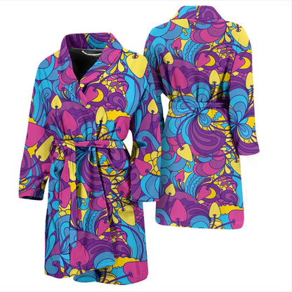 Psychedelic Mushroom Pattern Print Design A03 Men Bathrobe-JORJUNE.COM