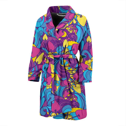 Psychedelic Mushroom Pattern Print Design A03 Men Bathrobe-JORJUNE.COM