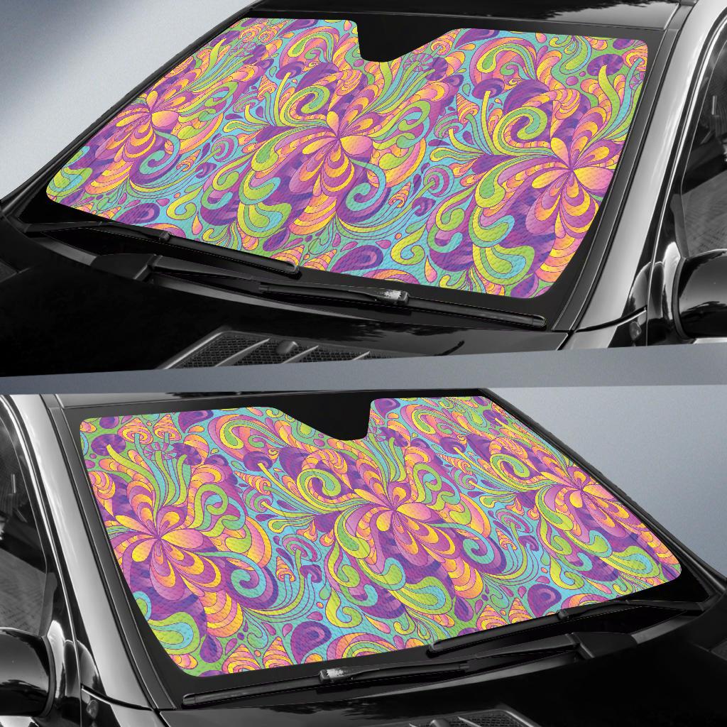 Psychedelic Mushroom Pattern Print Design A05 Car Sun Shades-JORJUNE.COM