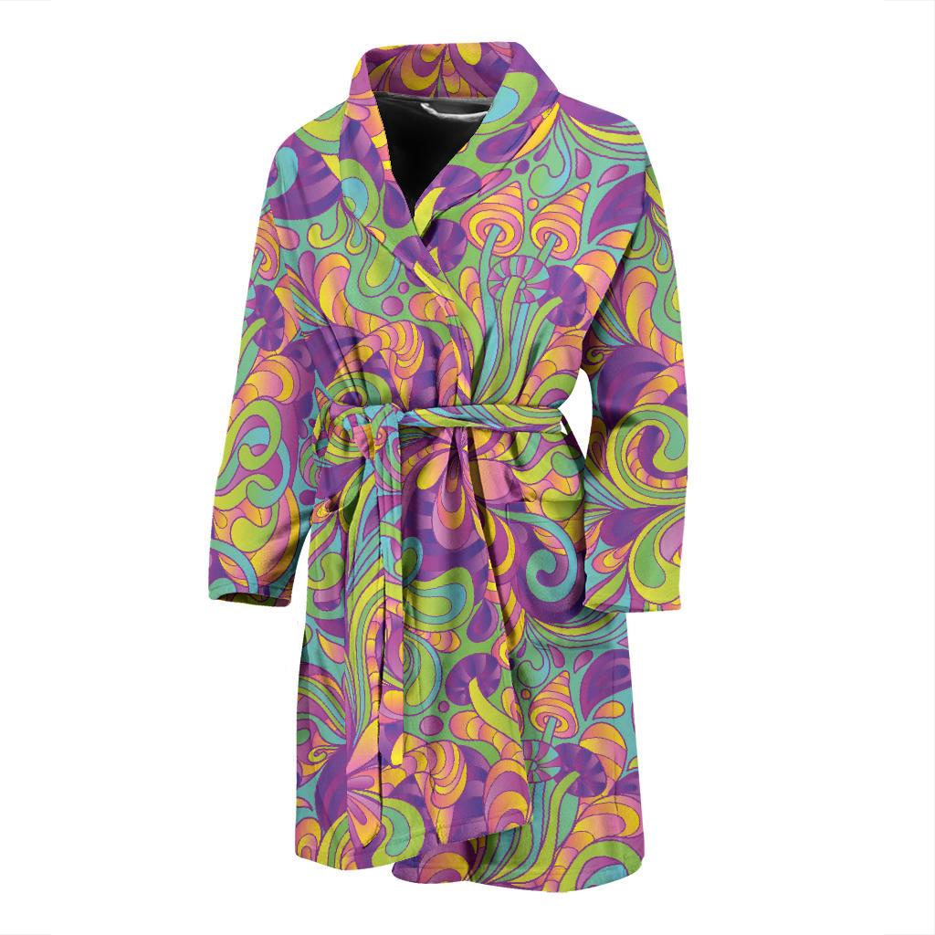 Psychedelic Mushroom Pattern Print Design A05 Men Bathrobe-JORJUNE.COM