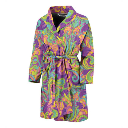 Psychedelic Mushroom Pattern Print Design A05 Men Bathrobe-JORJUNE.COM