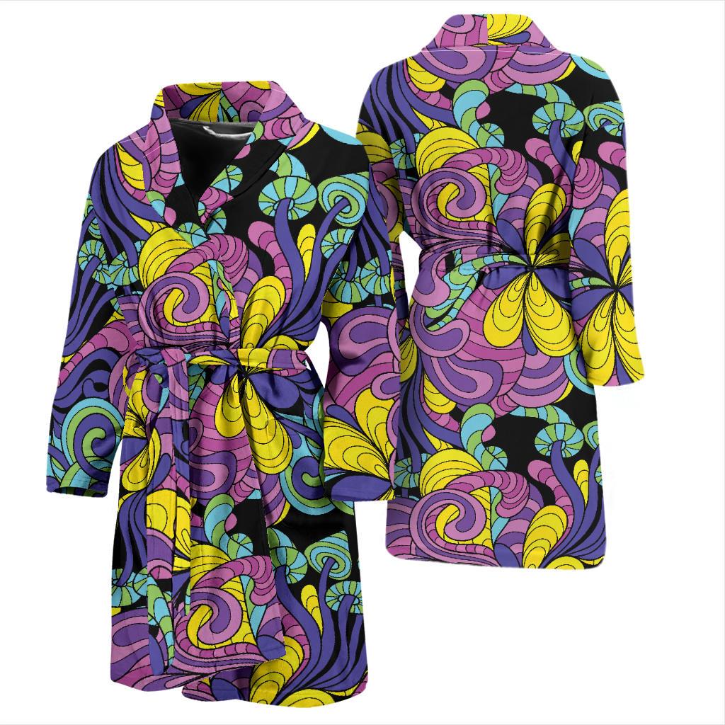 Psychedelic Pattern Print Design A04 Men Bathrobe-JORJUNE.COM