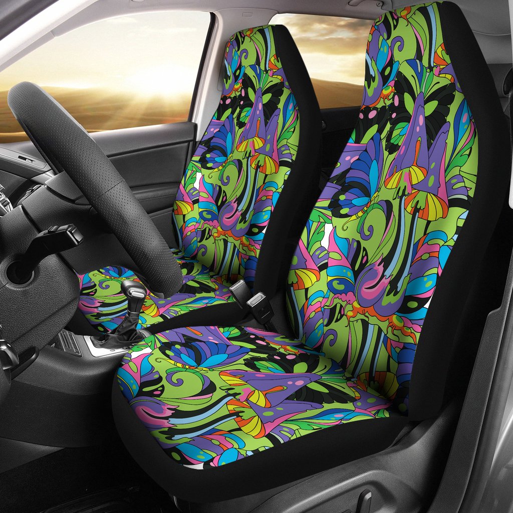 Psychedelic Trippy Mushroom Themed Universal Fit Car Seat Covers