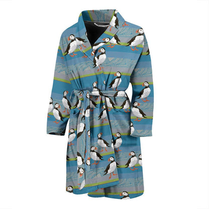 Puffin Pattern Print Design A01 Men Bathrobe-JORJUNE.COM