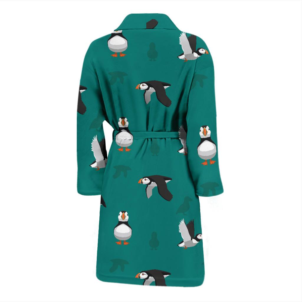 Puffin Pattern Print Design A02 Men Bathrobe-JORJUNE.COM