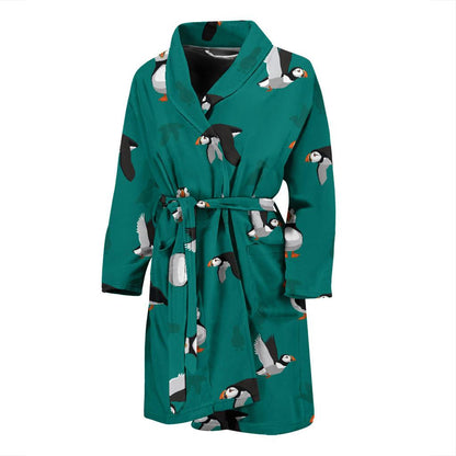 Puffin Pattern Print Design A02 Men Bathrobe-JORJUNE.COM