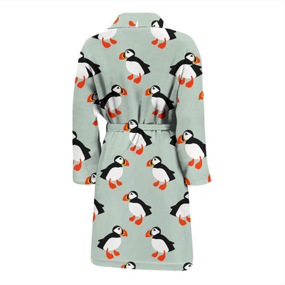Puffin Pattern Print Design A03 Men Bathrobe-JORJUNE.COM