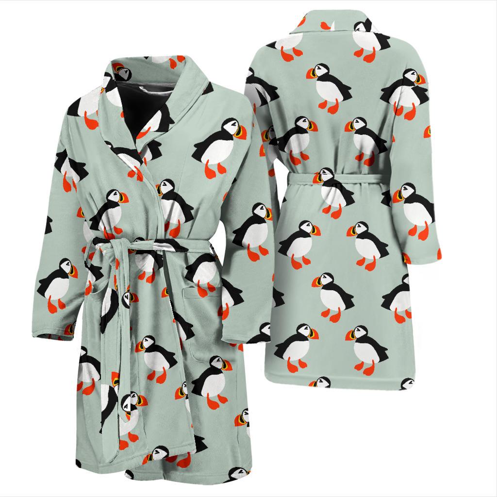 Puffin Pattern Print Design A03 Men Bathrobe-JORJUNE.COM