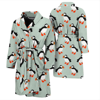 Puffin Pattern Print Design A03 Men Bathrobe-JORJUNE.COM