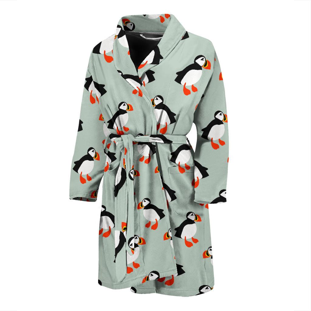 Puffin Pattern Print Design A03 Men Bathrobe-JORJUNE.COM