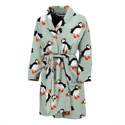 Puffin Pattern Print Design A03 Men Bathrobe-JORJUNE.COM