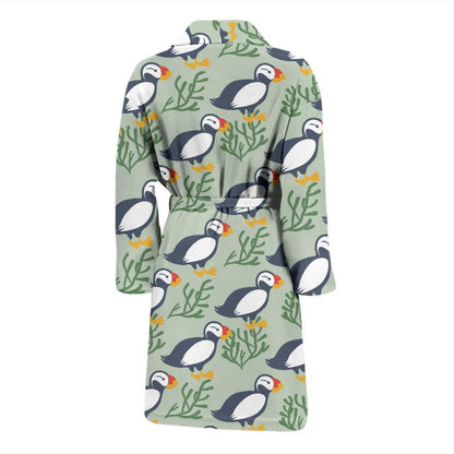 Puffin Pattern Print Design A04 Men Bathrobe-JORJUNE.COM