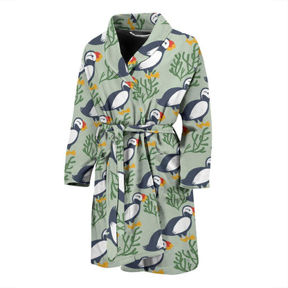 Puffin Pattern Print Design A04 Men Bathrobe-JORJUNE.COM