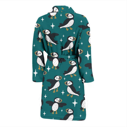 Puffin Pattern Print Design A05 Men Bathrobe-JORJUNE.COM