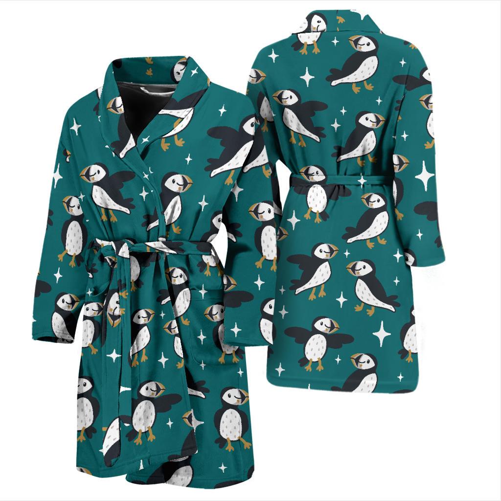 Puffin Pattern Print Design A05 Men Bathrobe-JORJUNE.COM