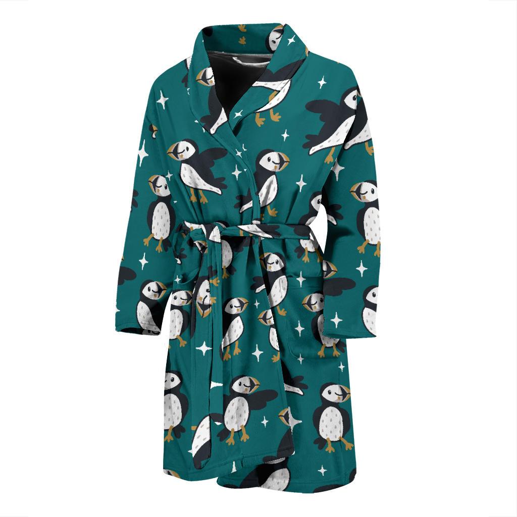 Puffin Pattern Print Design A05 Men Bathrobe-JORJUNE.COM