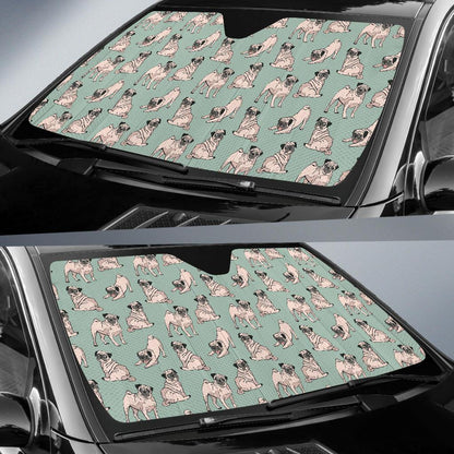 Pug Pattern Print Design A01 Car Sun Shades-JORJUNE.COM
