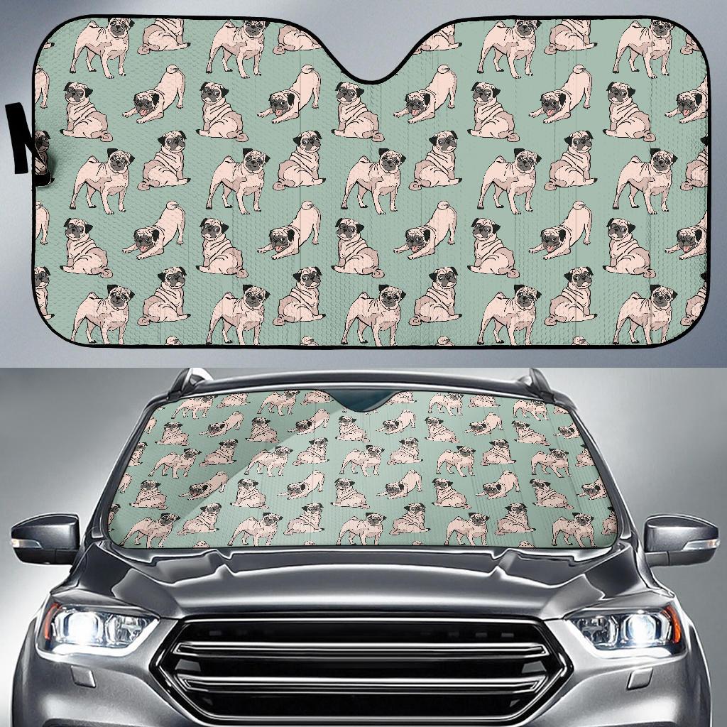 Pug Pattern Print Design A01 Car Sun Shades-JORJUNE.COM