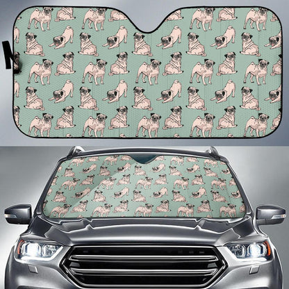 Pug Pattern Print Design A01 Car Sun Shades-JORJUNE.COM