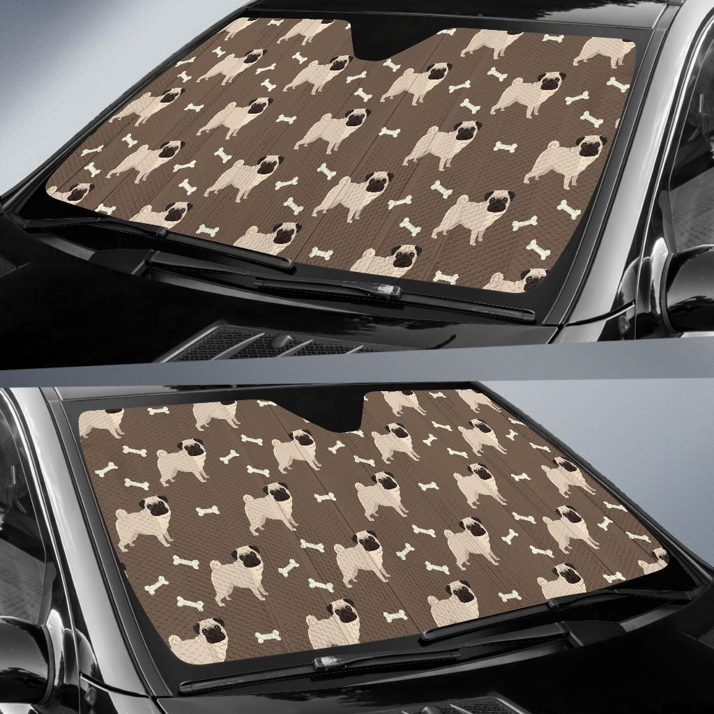 Pug Pattern Print Design A02 Car Sun Shades-JORJUNE.COM