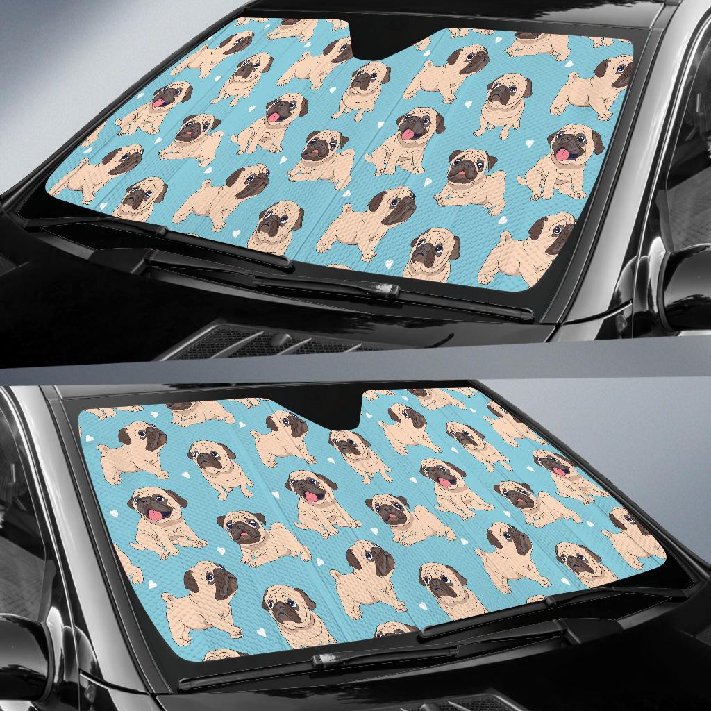 Pug Pattern Print Design A03 Car Sun Shades-JORJUNE.COM