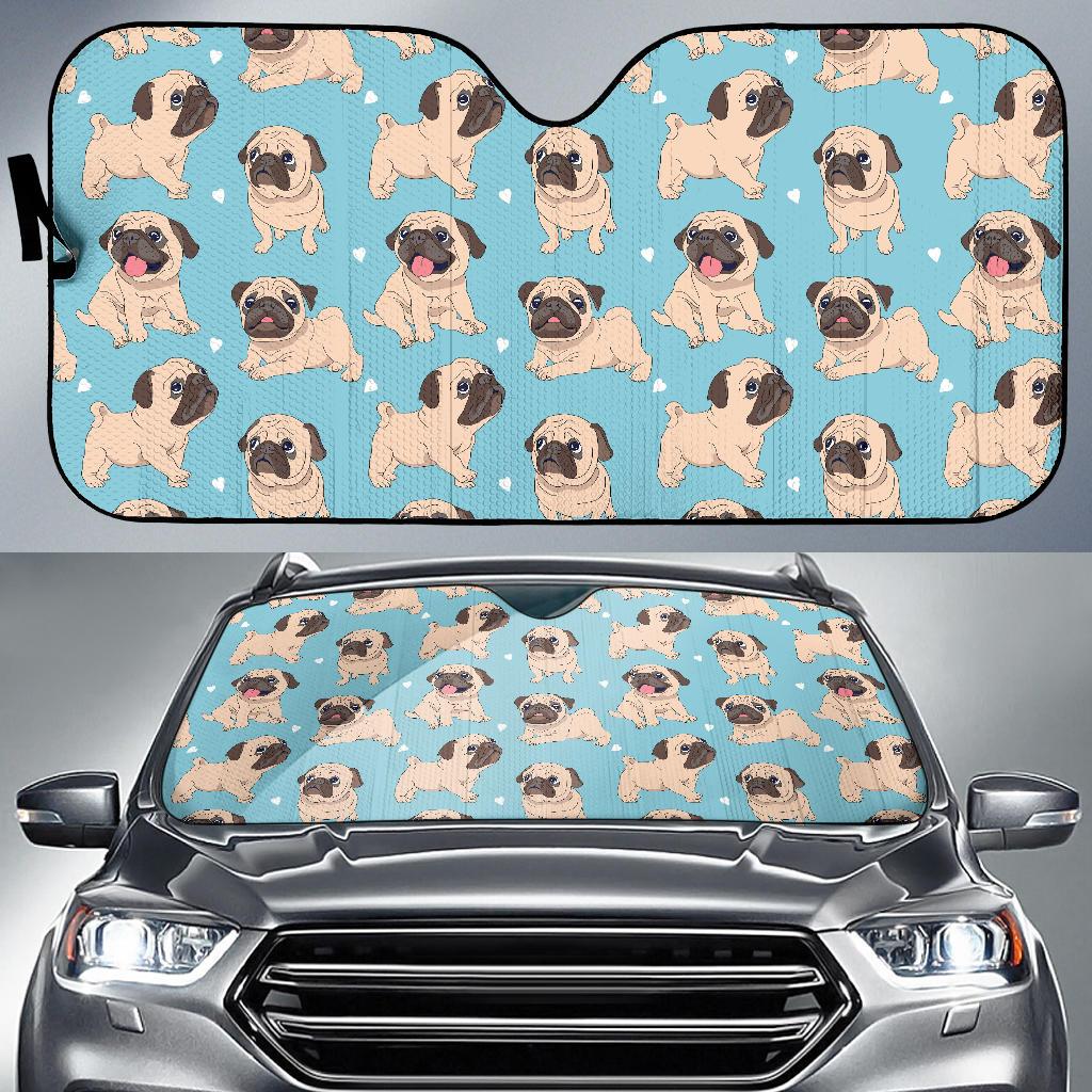 Pug Pattern Print Design A03 Car Sun Shades-JORJUNE.COM