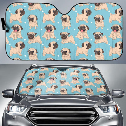 Pug Pattern Print Design A03 Car Sun Shades-JORJUNE.COM