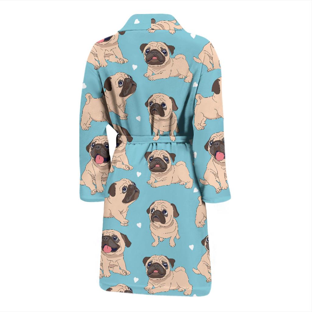Pug Pattern Print Design A03 Men Bathrobe-JORJUNE.COM