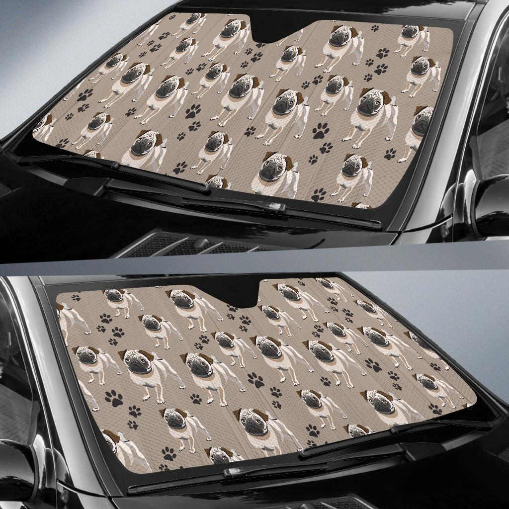 Pug Pattern Print Design A04 Car Sun Shades-JORJUNE.COM