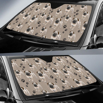 Pug Pattern Print Design A04 Car Sun Shades-JORJUNE.COM