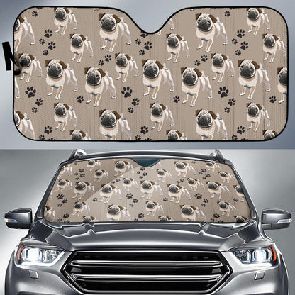 Pug Pattern Print Design A04 Car Sun Shades-JORJUNE.COM